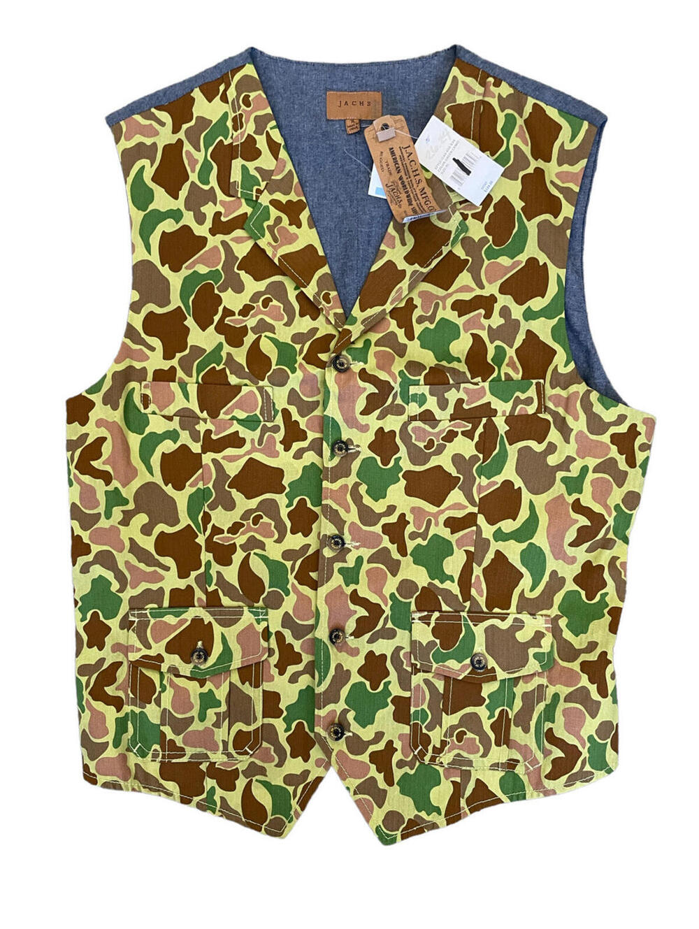 Jachs New York The Original Rugged Classic Green Camo Vest Mens Size XL New $200